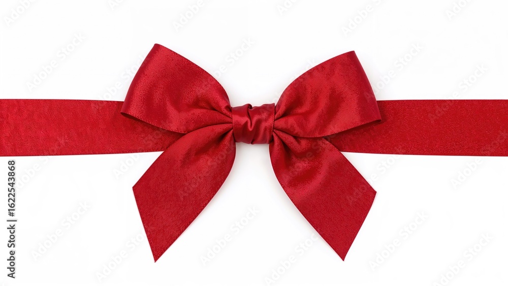 Fototapeta premium Vivid red bow made from ribbon set on a neutral background