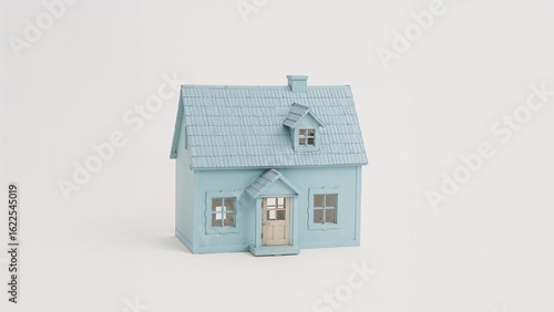 Wallpaper Mural Miniature home featuring a sloped roof in shades of blue against a white background Torontodigital.ca