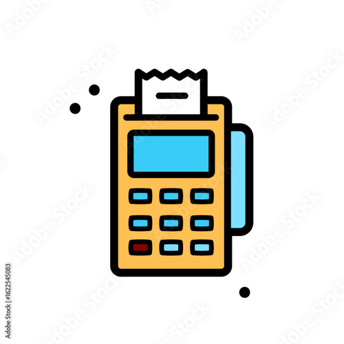 Point of sale device ideal for retail and hospitality businesses, featuring receipt paper for transactional purposes. Suitable for commercial design.