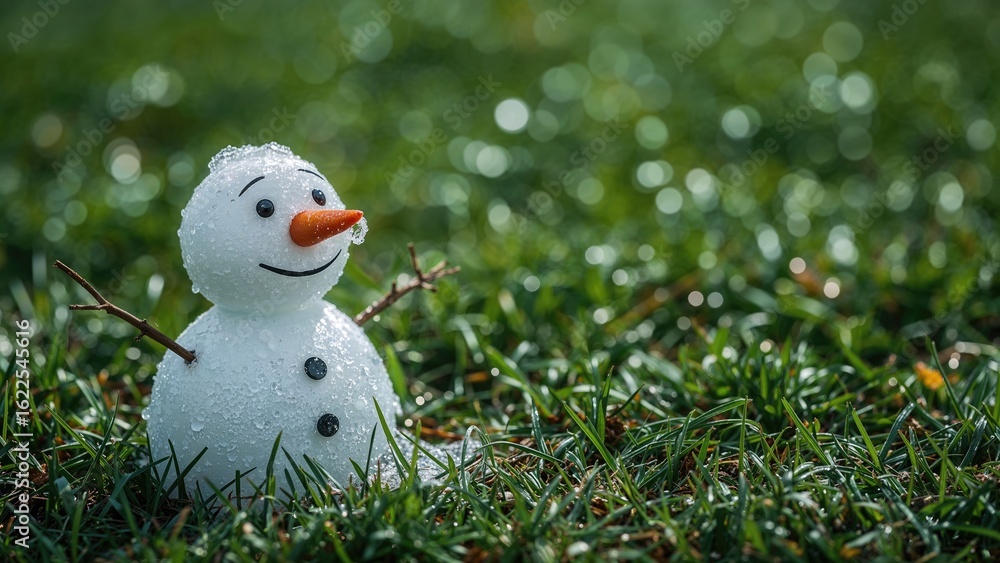 Little snowman withstands the heat of the season. Little snowman withstands the heat of the season.