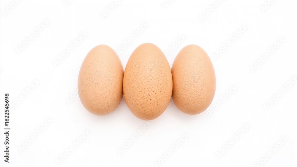 White background featuring three eggs White background featuring three eggs