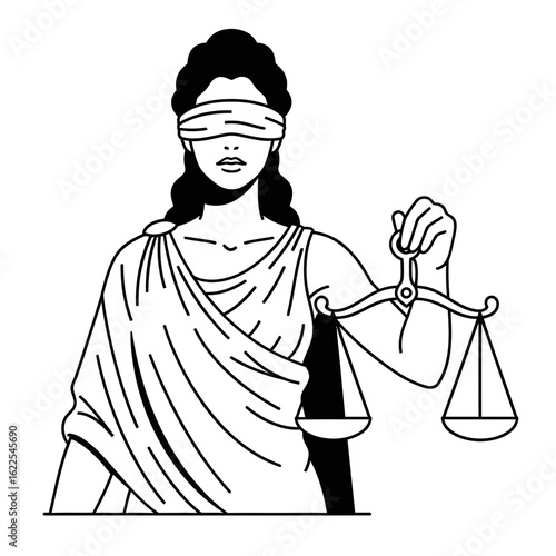 Blindfolded Lady Justice with Scales a symbol of fairness and legal impartiality