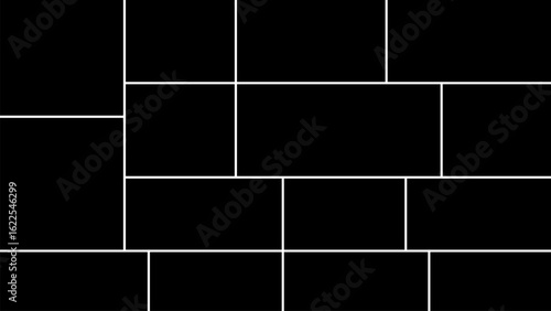 Template empty photo collage for 15 pictures. Vector presentation for images and drawings. Frames for memory. Photo frame for mood board. Retro mockup for photo.