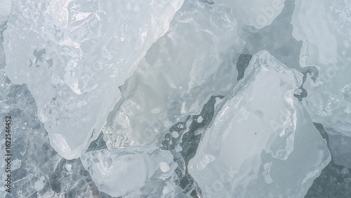 Highly detailed close view of a thick frozen ice sheet