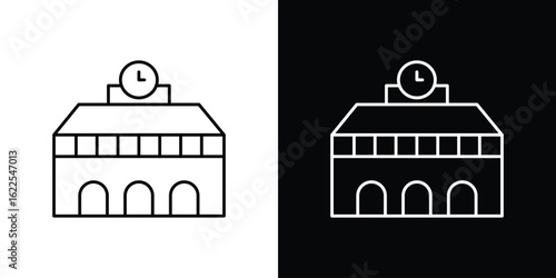 Train station building icons pack suitable for web and infographics