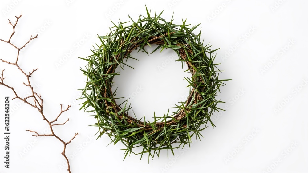 Fototapeta premium Thorn wreath depicting the passion and resurrection of Jesus in a horizontal frame.