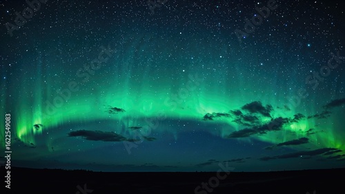 Wallpaper Mural Wide view of the Northern Lights under a star-filled sky Torontodigital.ca