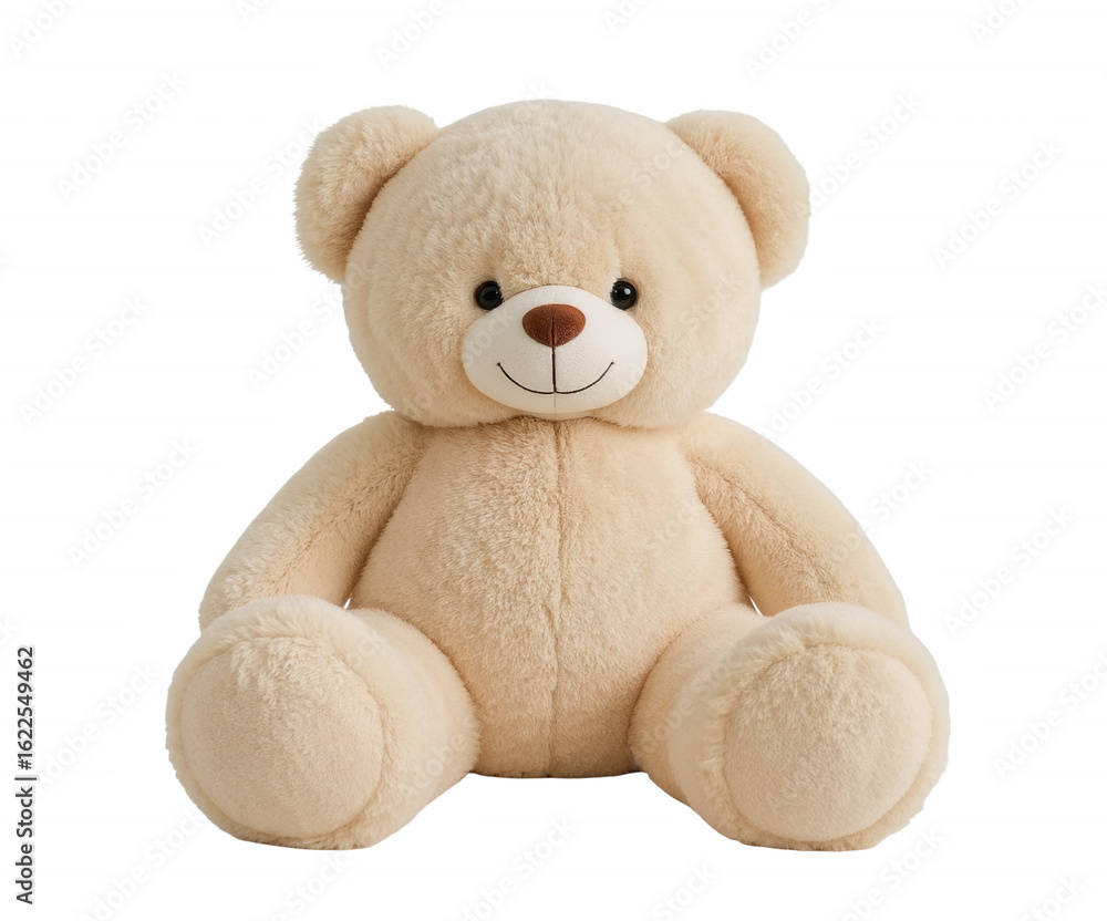Fototapeta premium Charming Plush, A Heartwarming Image of a Cream-Colored Teddy Bear, Perfect for Illustrating Comfort and Childhood Memories
