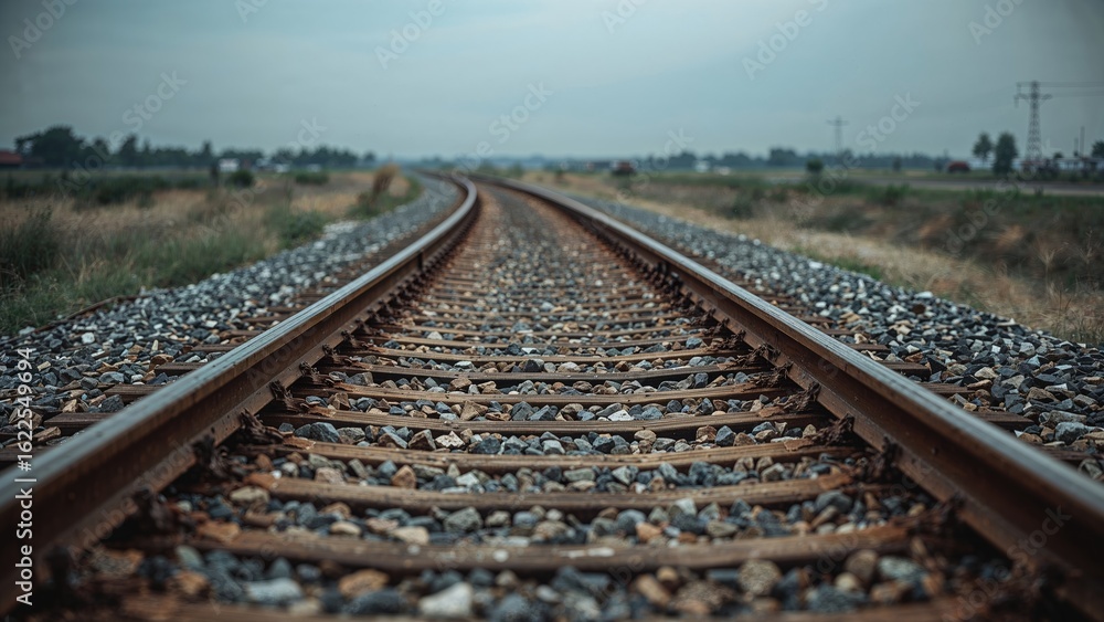 Railroad track route graphic featuring rail layout Railroad track route graphic featuring rail layout