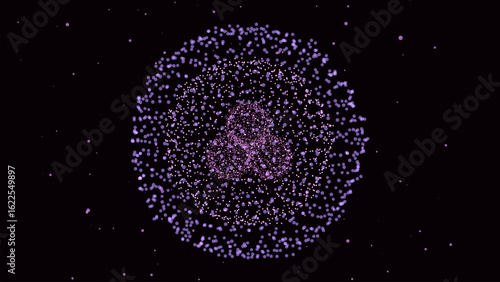 Abstract colors sci-fi sphere with particles and lines. Technology network connection on world. Futuristic vector illustration. Molecular medicine. Global digital connections ai. 3D wireframe geometri