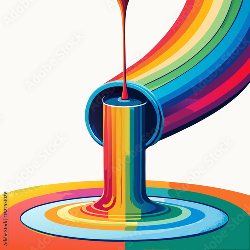 paint roller and rainbow