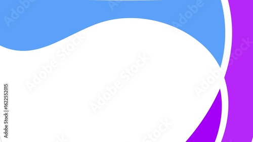 Abstract background with overlapping curved shapes in blue, white, and purple
