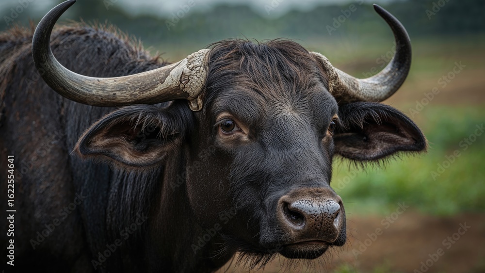 Fototapeta premium Detailed portrait of a buffalo head and eye