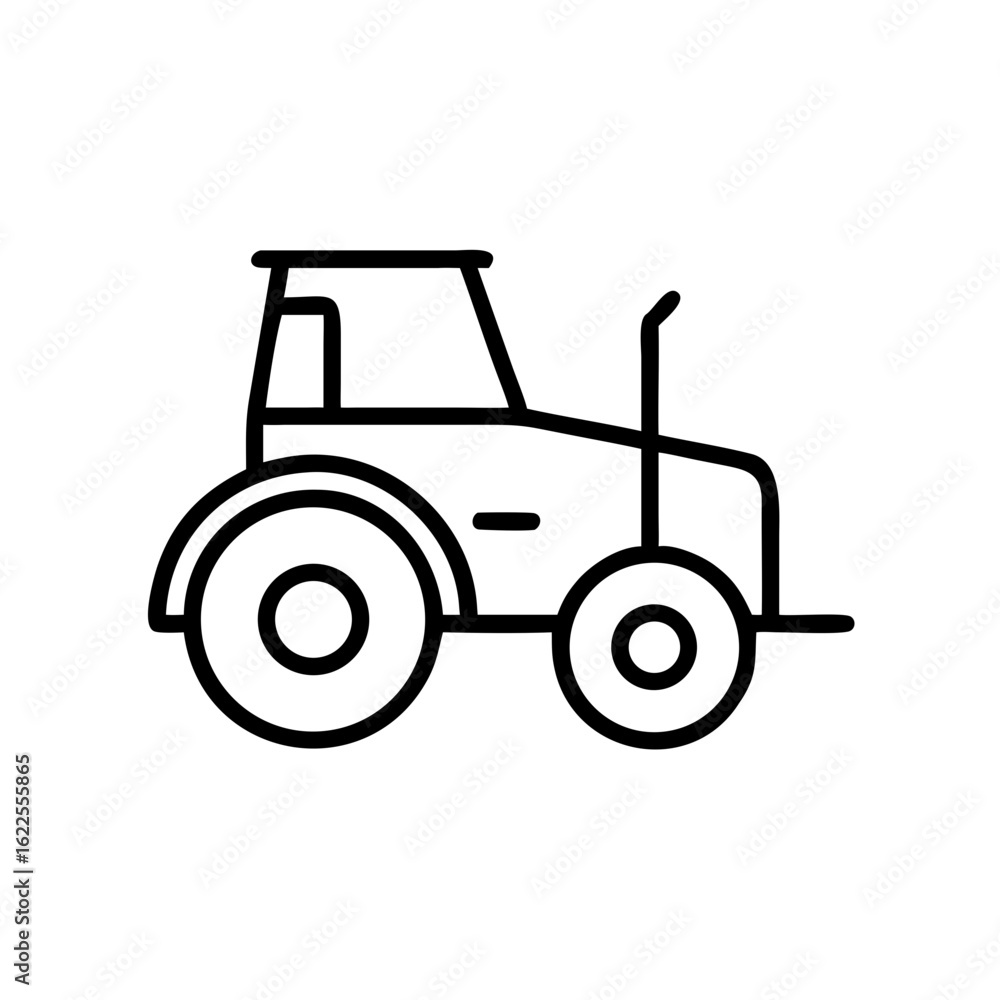Outline of a tractor in minimalist line art style for icon set Outline of a tractor in minimalist line art style for icon set
