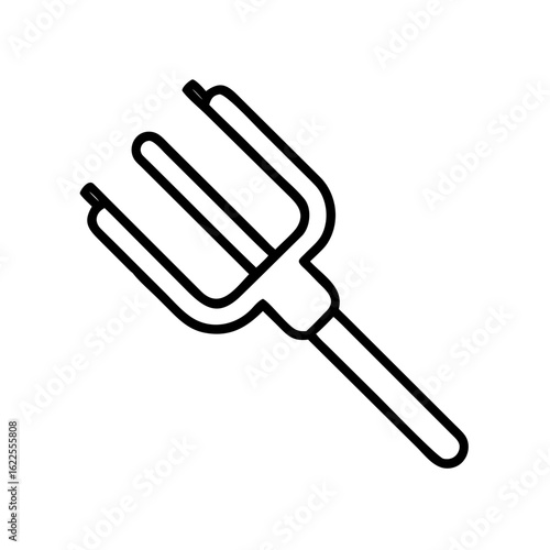 Garden pitchfork illustration in minimalist style on white background  