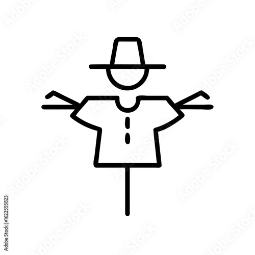 Scarecrow icon design in minimalist style with black outline  