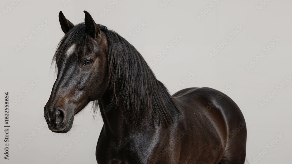 Fototapeta premium Image of a dark equine with a long mane