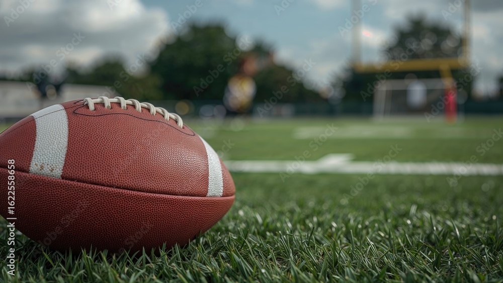Close-Up View of a Pro Football Game with Shallow Depth of Field and Copy Area Close-Up View of a Pro Football Game with Shallow Depth of Field and Copy Area