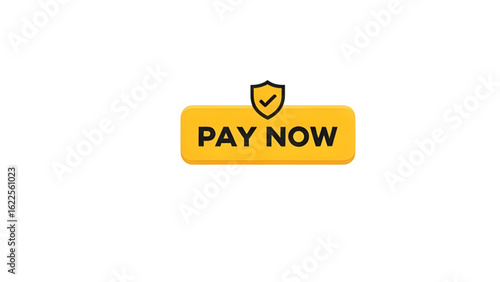 Yellow 'Pay Now' Button with Shield - Secure Payment Vector Design  Payment Confirmation Button 