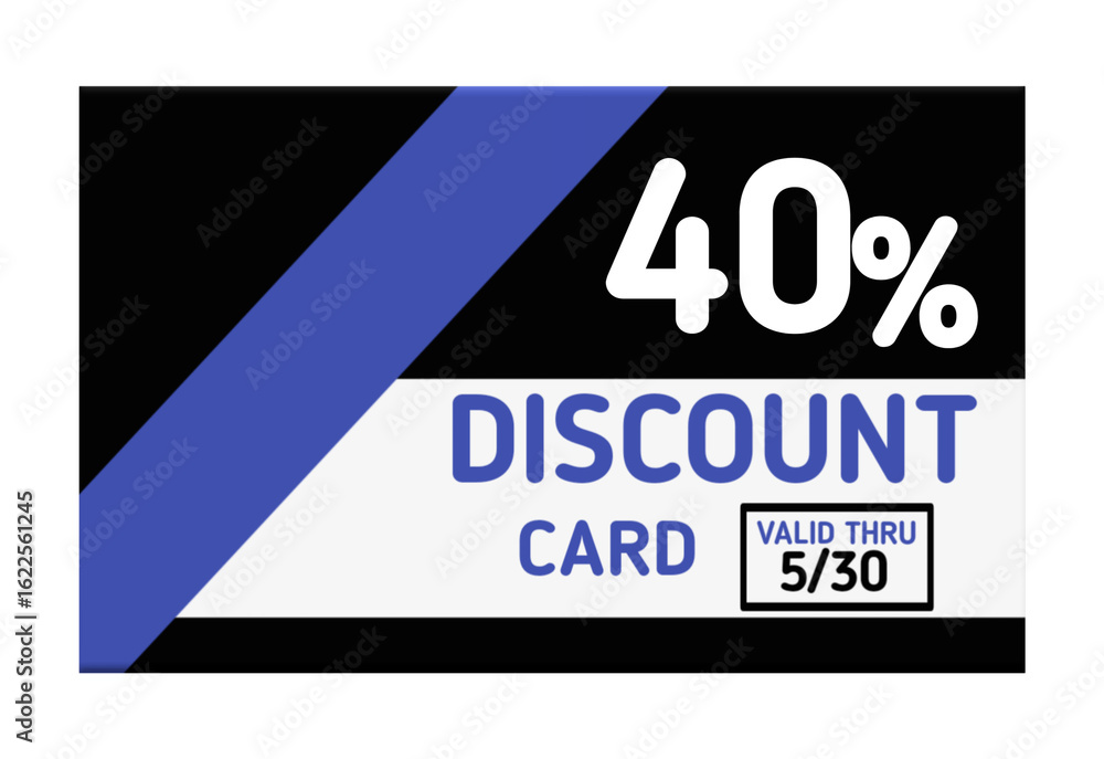 Obraz premium 40% Discount Card Graphic, 40% Discount Card Transparent Background, Shopping Voucher, Discount Voucher Card