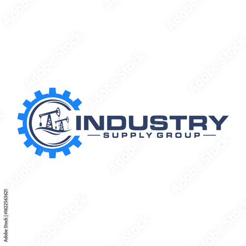 Industry Supply Group Logo With Oil Pumps In Gear