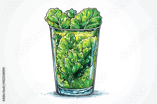 Fresh kale smoothie under natural isolated