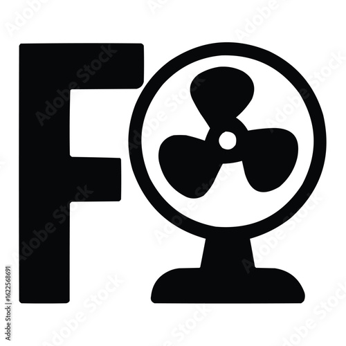 Man with an electric fan illustration icon, a symbol of business air, and a 3D propeller design