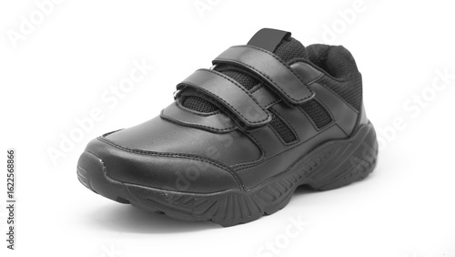 New delhi, India, AUGUST 01, 2025, New leather student shoes isolated on white background, prepare for back to school concept