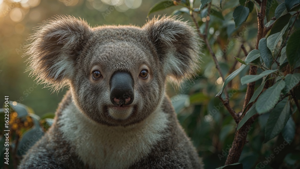 Naklejka premium Zoomed-in shot of a koala