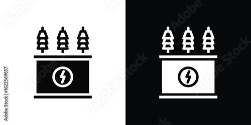 Transformer icon silhouette collection in black and white flat solid versions for graphic designs
