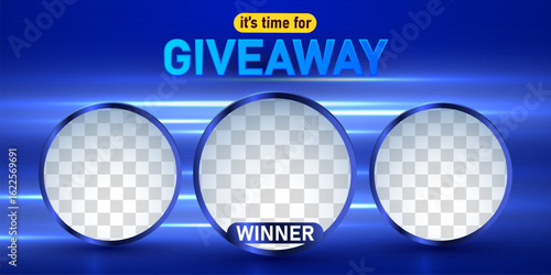Giveaway winner announcement social media post template. Giveaway winner announcement with three winners. Vector illustration