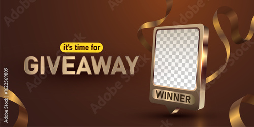 Giveaway winner announcement social media post template. Giveaway winner announcement with three winners. Vector illustration