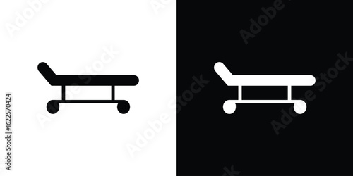 Stretcher icon silhouette collection in black and white flat solid versions for graphic designs