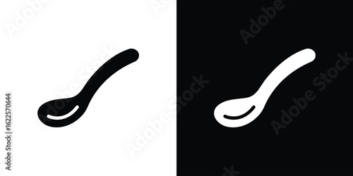 Spoon icon silhouette collection in black and white flat solid versions for graphic designs