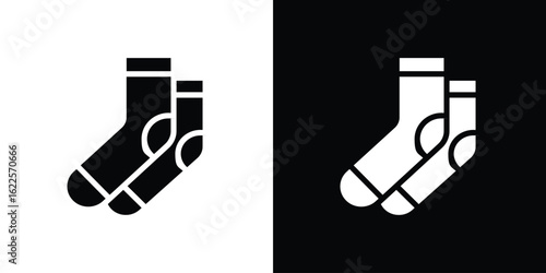 Socks icon silhouette collection in black and white flat solid versions for graphic designs