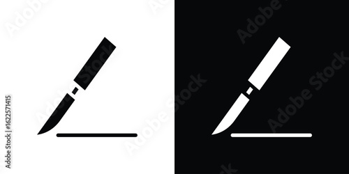 Scalpel path icon silhouette collection in black and white flat solid versions for graphic designs