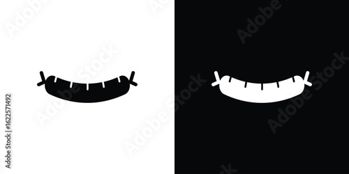 Sausage icon silhouette collection in black and white flat solid versions for graphic designs