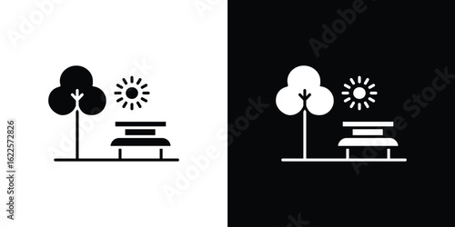 park icon silhouette collection in black and white flat solid versions for graphic designs