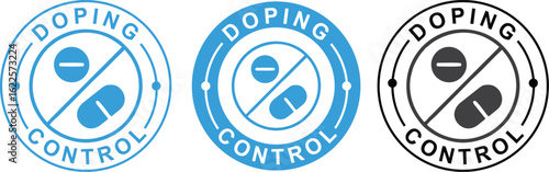 Doping Control Label Icon – Anti-Doping Stamp, Certified Drug-Free Logo, and Testing Approved Badge