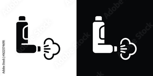 Inhaler icon silhouette collection in black and white flat solid versions for graphic designs
