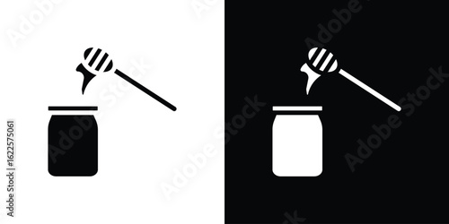 Honey pot icon silhouette collection in black and white flat solid versions for graphic designs