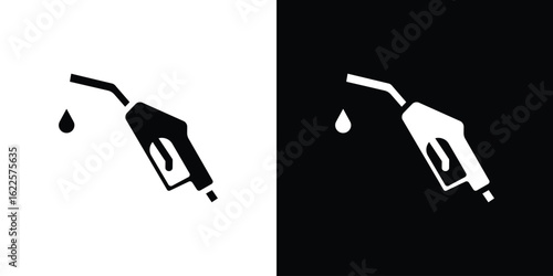 Fuel icon silhouette collection in black and white flat solid versions for graphic designs