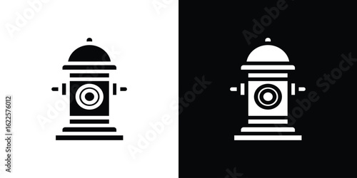 Fire hydrant icon silhouette collection in black and white flat solid versions for graphic designs