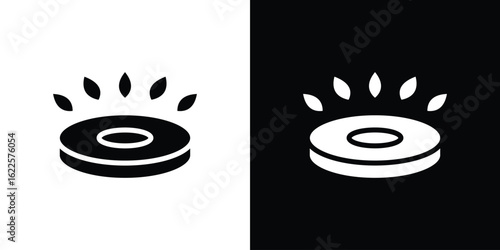 Fire burner icon silhouette collection in black and white flat solid versions for graphic designs
