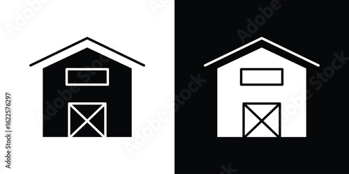 Farm icon silhouette collection in black and white flat solid versions for graphic designs