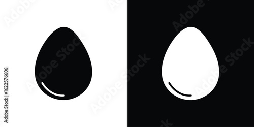 Egg icon silhouette collection in black and white flat solid versions for graphic designs
