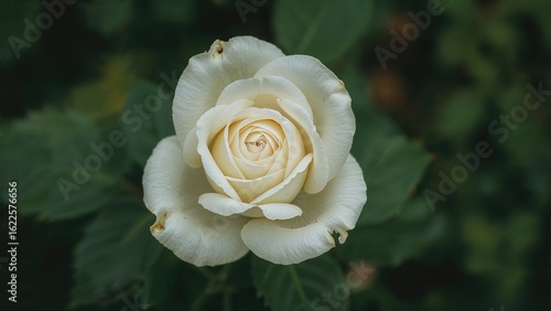 Close-up of a fragile pale rose with a blurred backdrop