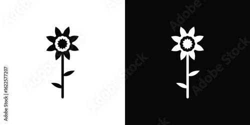 Daffodil Flower icon silhouette collection in black and white flat solid versions for graphic designs