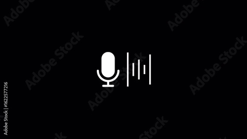 Audio visualizer with mic symbol icon motion graphic isolated .audio wave background or sound wave line art icon for music apps and website