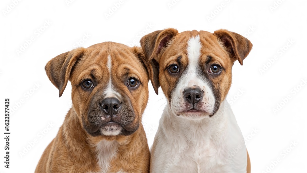 Obraz premium Close-up of Shar Pei and Jack Russell Terrier puppies in a bright studio setting